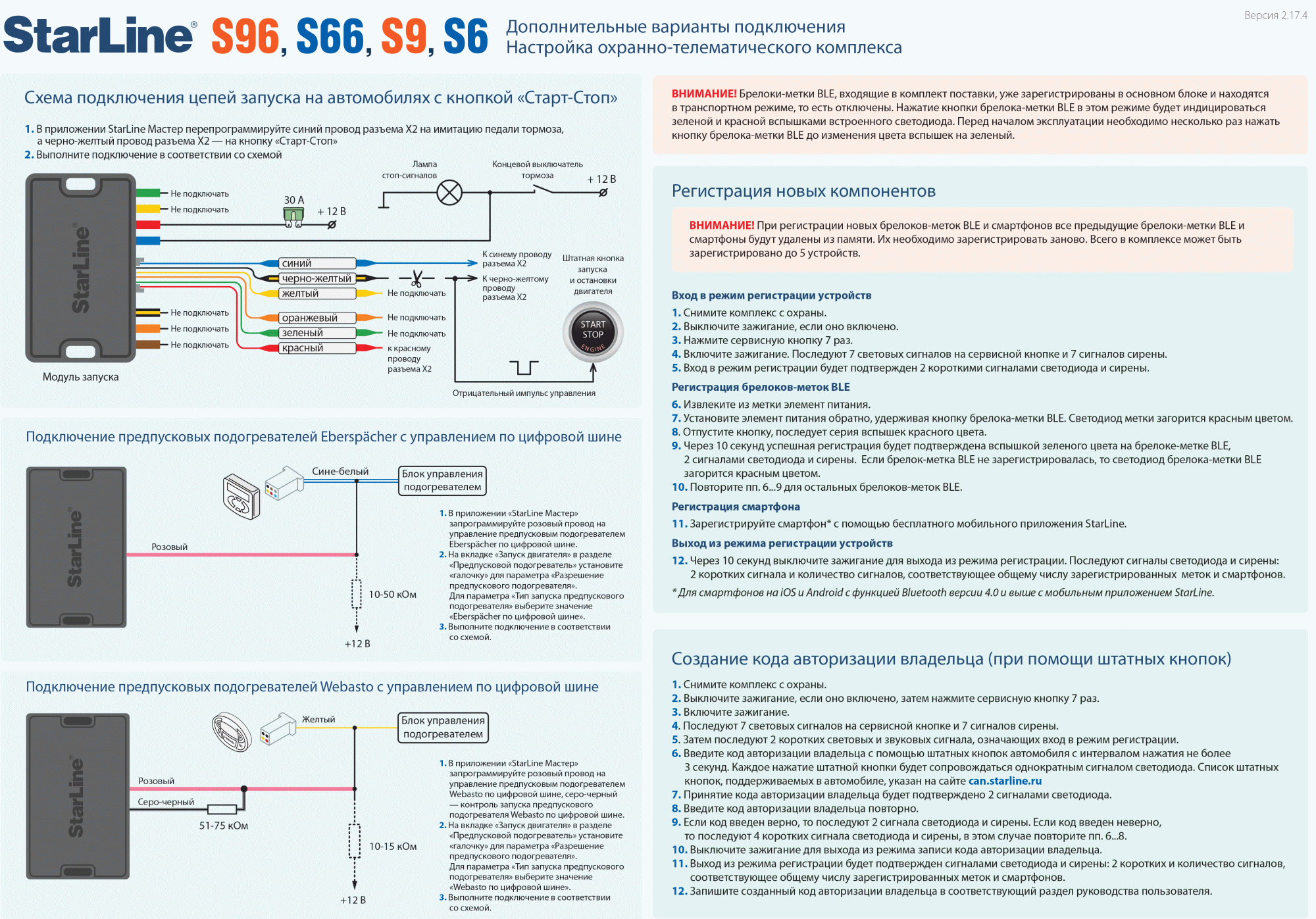 Starline s96 схема установки