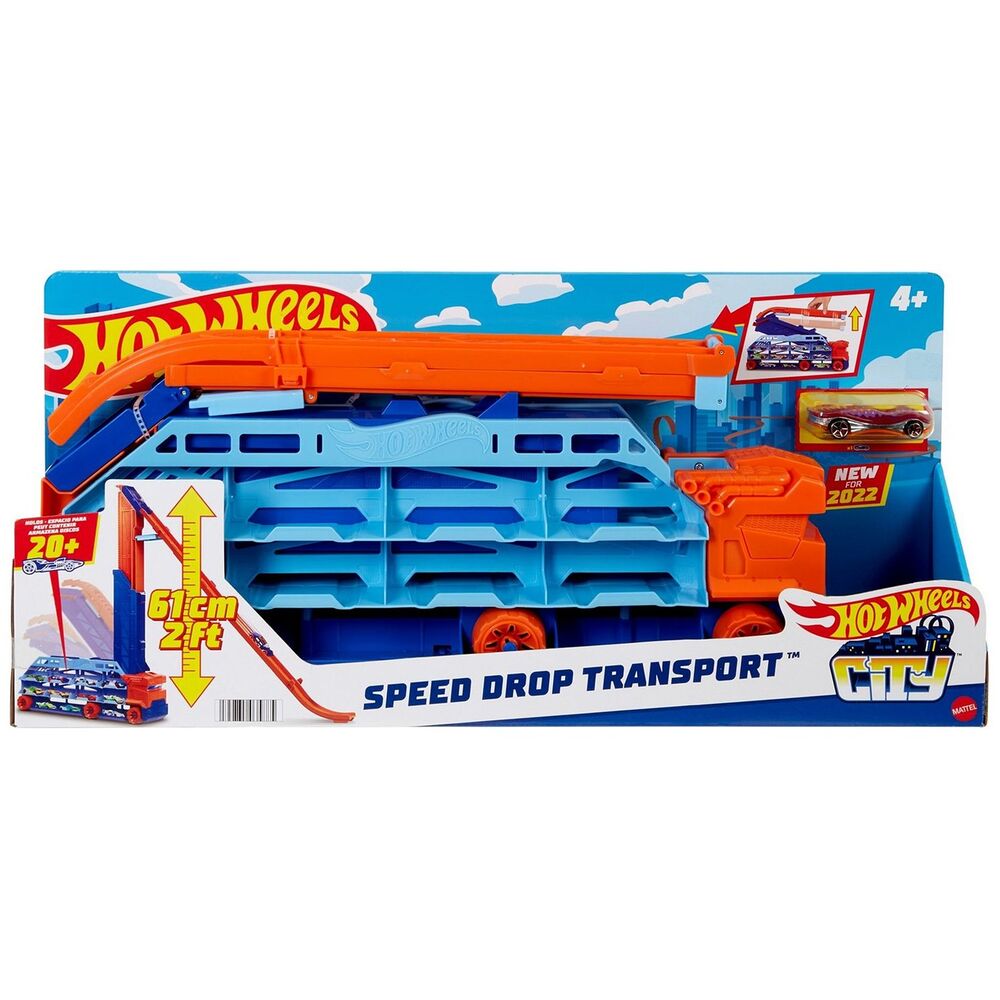 Купить игрушечный трек Mattel Hot Wheels Грузовик-автотрек Десантирование с воздуха HDY92, цены на Мегамаркет