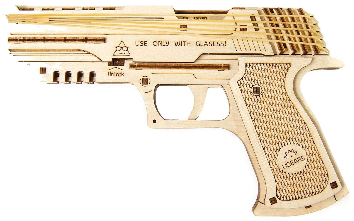 Сборная модель конструктор UGEARS Пистолет Вольф-01