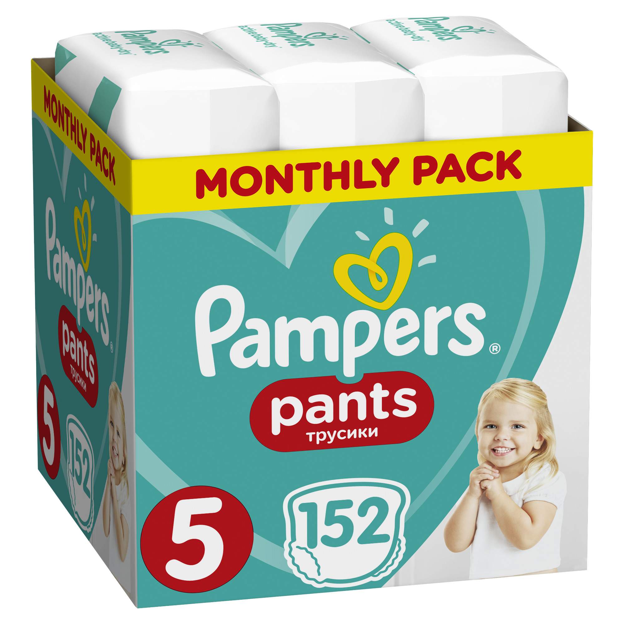 Купить трусики Pampers Pants 12-17 кг, размер 5, 152 шт., цены на  Мегамаркет | Артикул: 100023466502