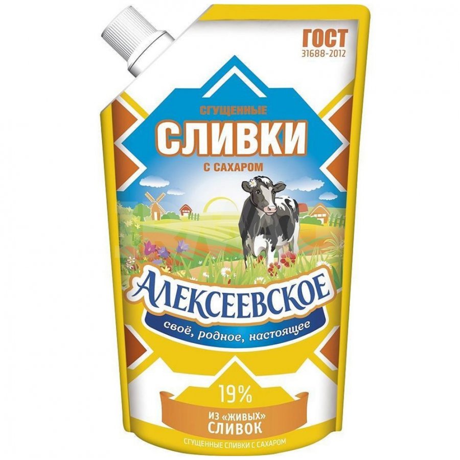 Купить сливки сгущенные Алексеевское 19% с сахаром 270 г, цены на Мегамаркет | Артикул: 100023385051