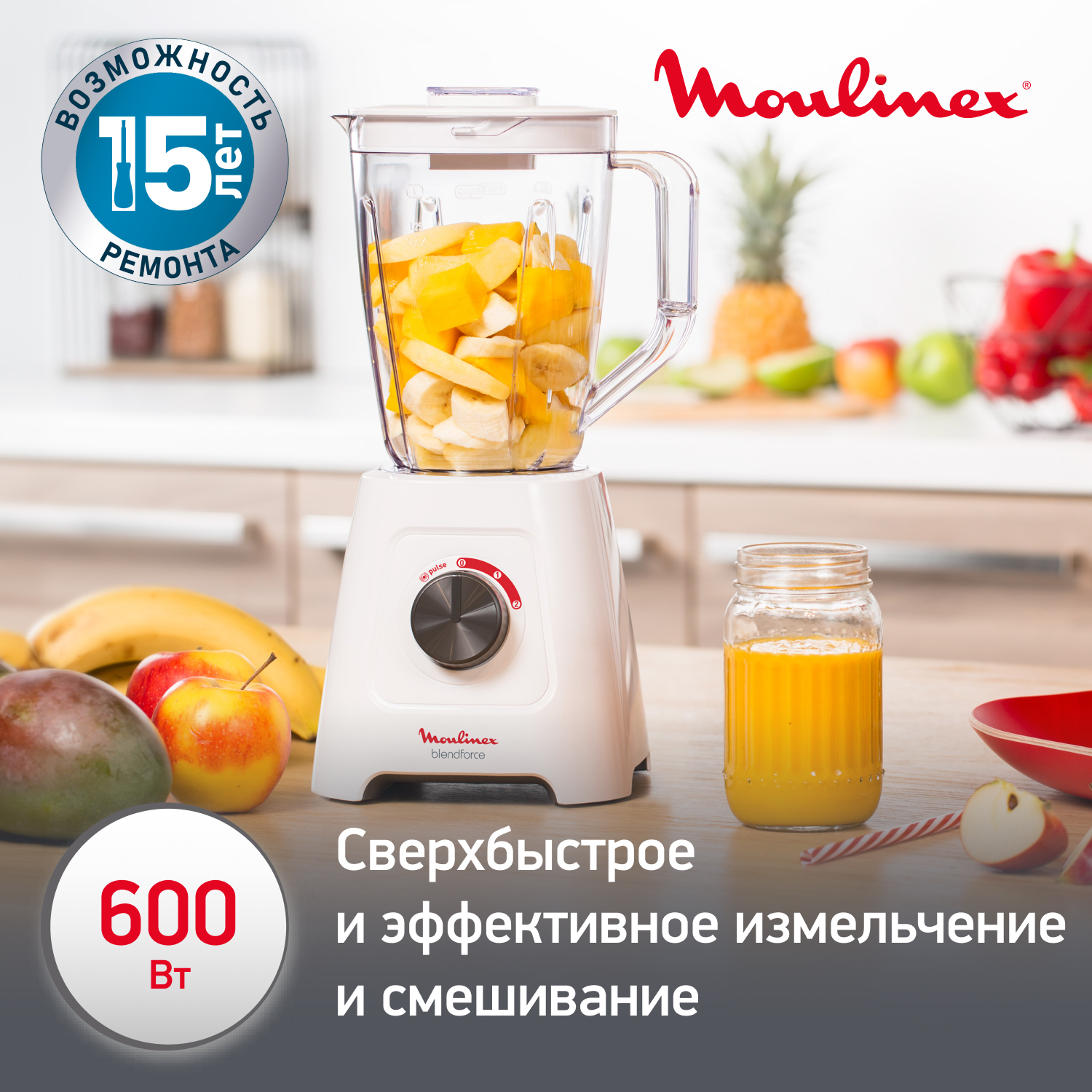 Стационарный блендер Moulinex BlendForce 2 LM420110 White, купить в Москве,  цены в интернет-магазинах на Мегамаркет