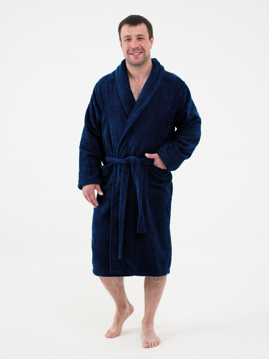 Халат мужской Bio-Textiles IFMIMH синий 48-50 RU - купить в ИП Звончук Д.Ю., цена на Мегамаркет