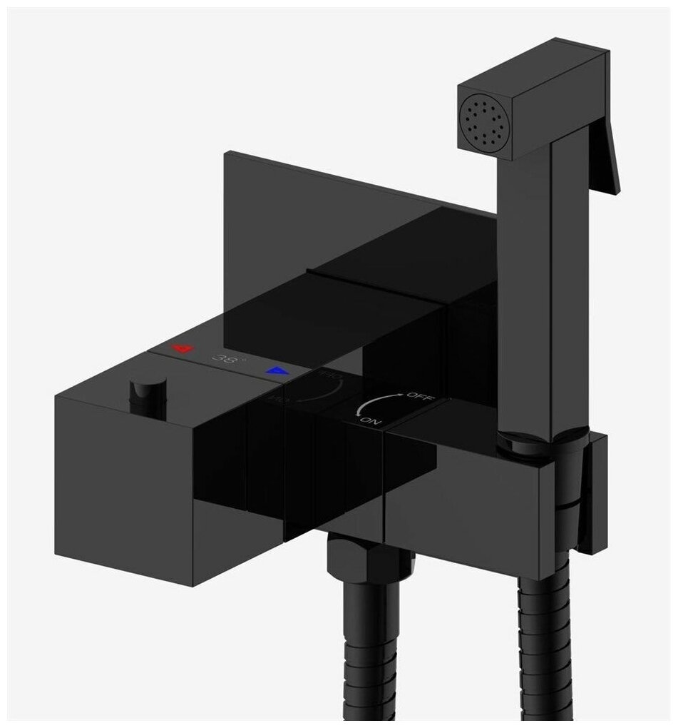 Гигиенический душ скрытого монтажа с термостатом GAPPO G7207-60 черный ...