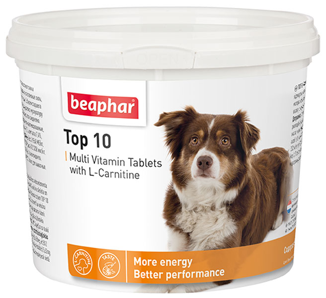 Витаминный комплекс для собак Beaphar Top 10, с L-карнитином 180 таб
