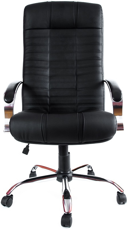 Кресло офисное Евростиль Атлант Хром кожа черная