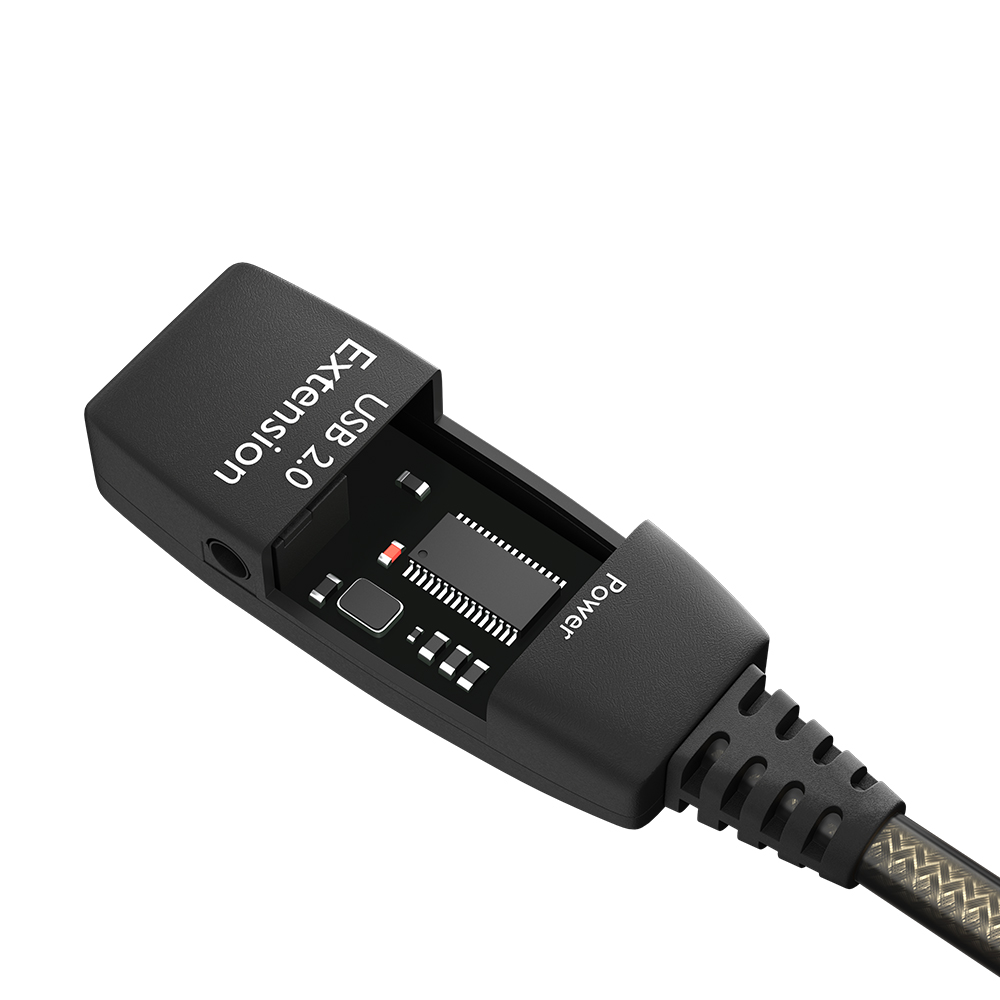 Кабель-удлинитель USB 2.0 (папа - мама) активный длина 20 м Ugreen US121 серый