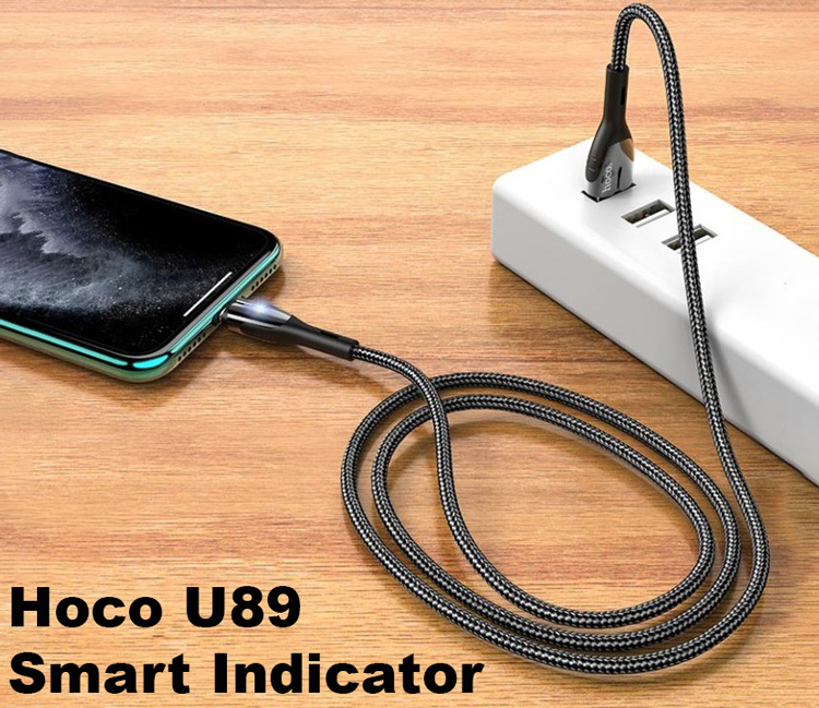 Кабель USB 2.0 A (m) - Lightning (m) 1.2м Hoco U89 Smart Indicator - Черный