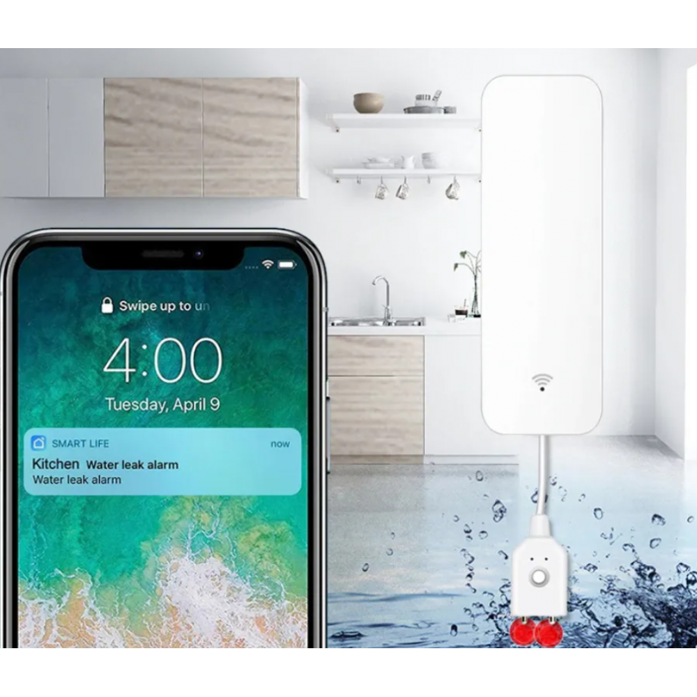 Умный датчик протечки воды Wi-Fi Tuya для умного дома с дистанционным  управлением белый купить в интернет-магазине, цены на Мегамаркет