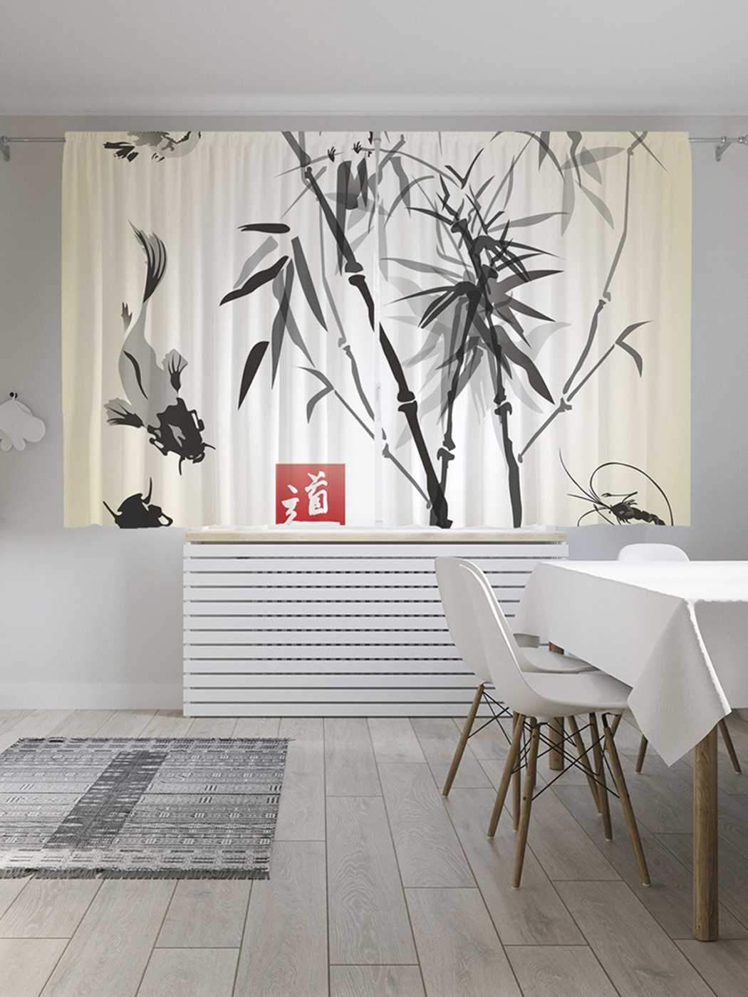 Классические шторы JoyArty "Рыбы в японском стиле", Oxford DeLux, 2 полотна 145x180 см купить в интернет-магазине, цены на Мегамаркет