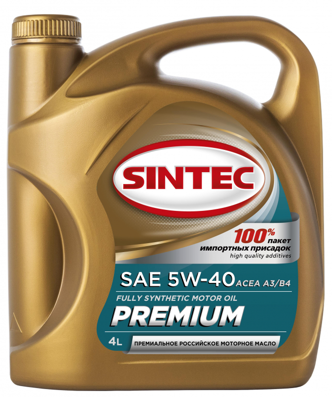 Моторное масло SINTEC синтетическое PREMIUM SAE 5W40 API SN ACEA A3/B4 4л - купить в Москве, цены на Мегамаркет