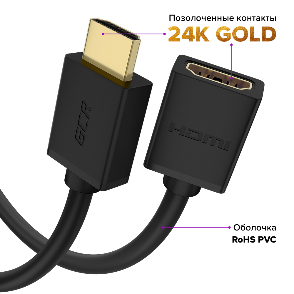 Кабель удлинитель HDMI v2.0 GCR GCR-51661 7,5м, купить в Москве, цены в  интернет-магазинах на Мегамаркет