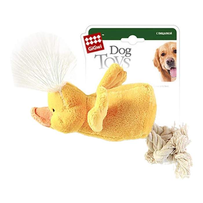 Мягкая игрушка для собак GiGwi Утка с пищалкой, длина 15 см