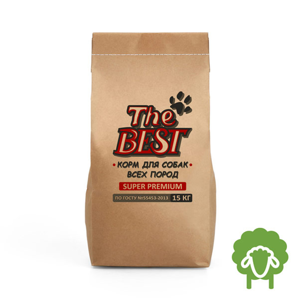 Сухой корм для собак средних и мелких пород THE BEST Super Premium, баранина, 1 шт по 15кг