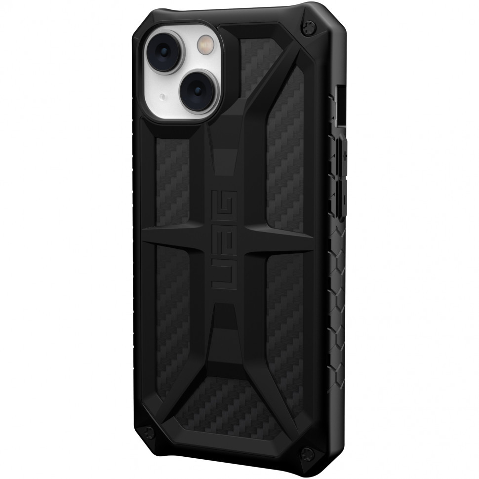 Чехол UAG Monarch Series для iPhone 14, Карбон (Carbon Fiber)  (114032114242), купить в Москве, цены в интернет-магазинах на Мегамаркет