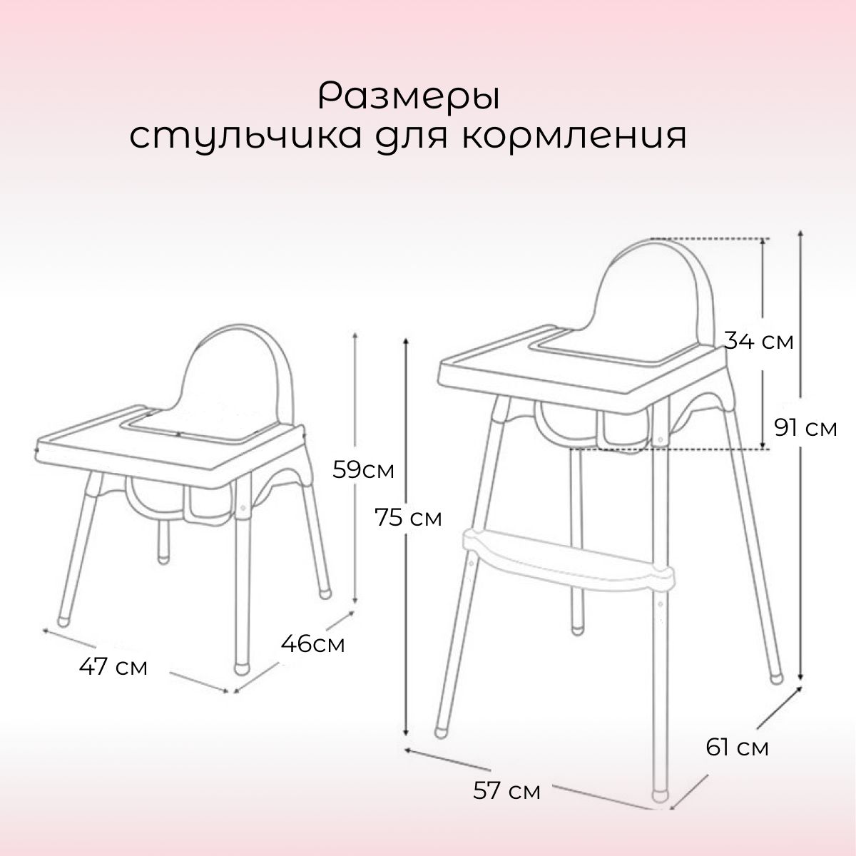 Стул для кормления размеры