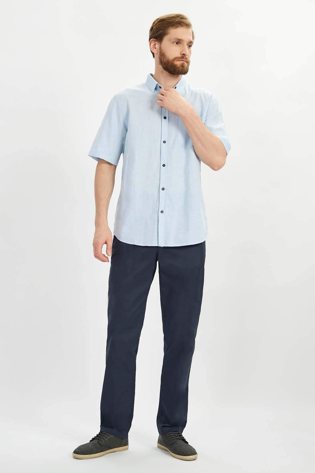 Рубашка мужская Baon B681202 голубая 3XL