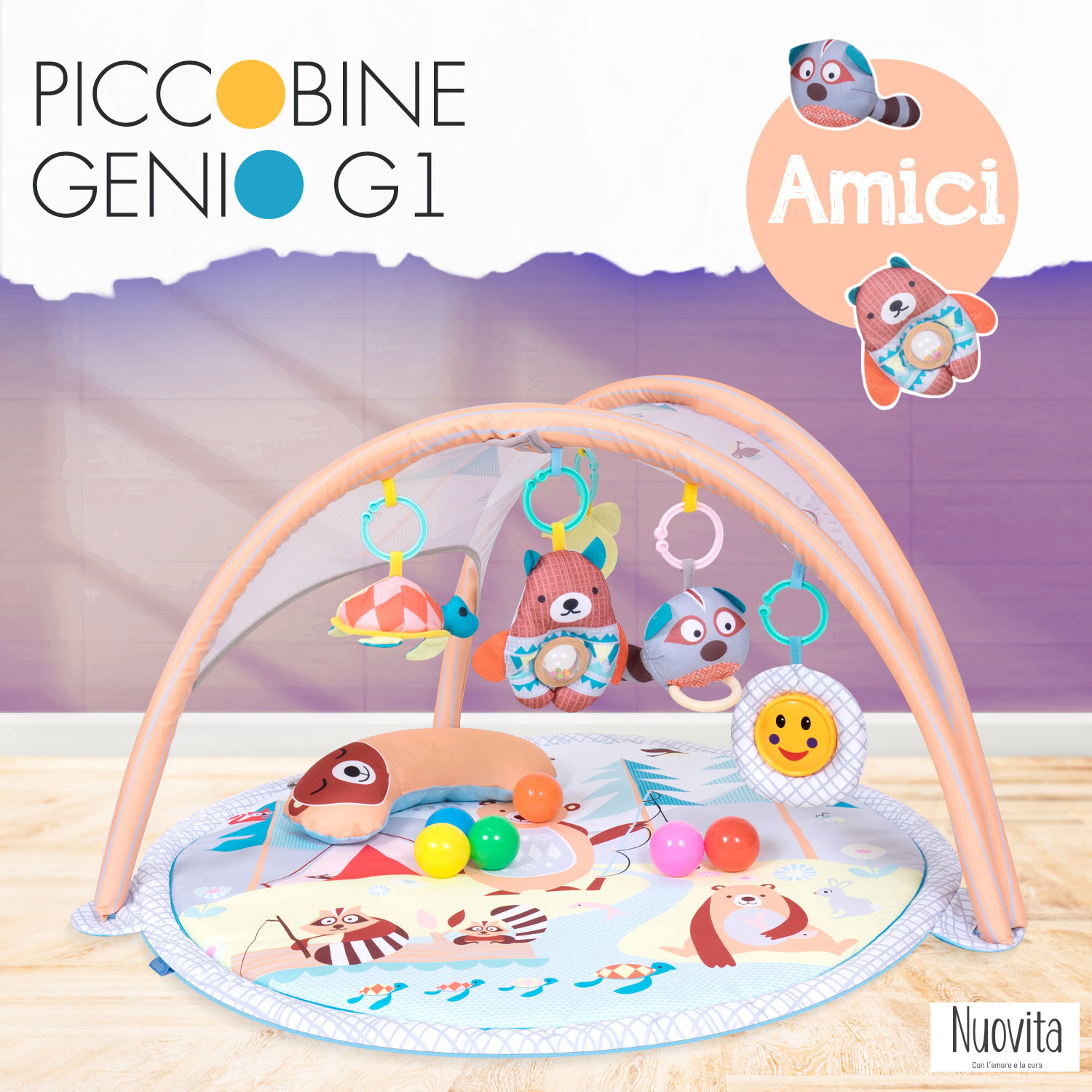 Игровой развивающий коврик Nuovita Piccobine Genio G1 (Amici/Друзья)