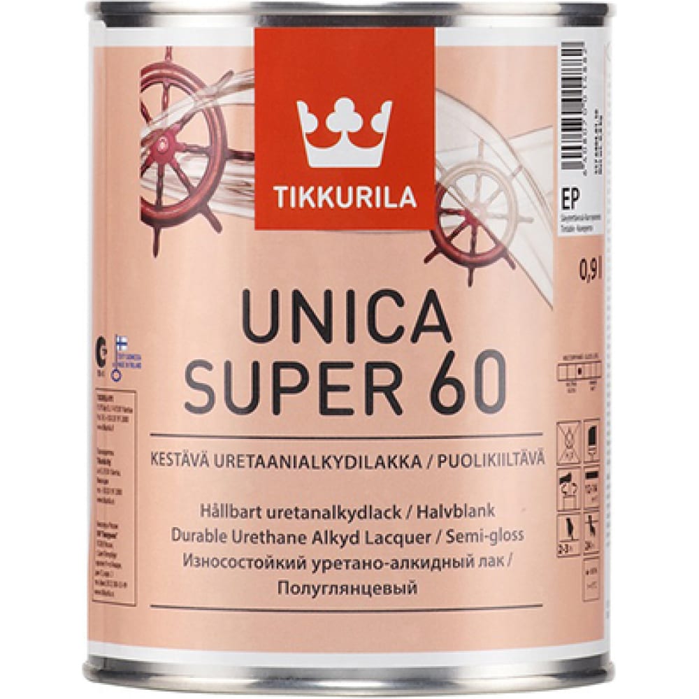 TIKKURILA UNICA SUPER 60 лак алкидно уретановый универсальный, износостойкий, полуглянцевы - купить в Кузьмич24, цена на Мегамаркет