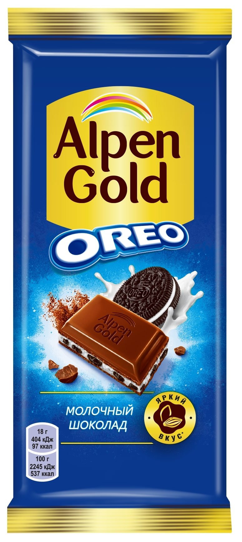 Купить шоколад Alpen Gold молочный с дробленым печеньем Орео 90 г, цены на Мегамаркет | Артикул: 100029232526