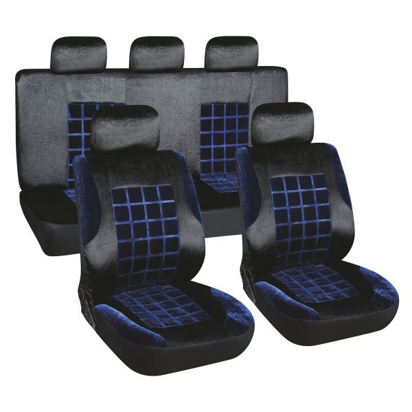 Купить чехлы сиденья SKYWAY Velvet-1 велюр 9 предм. черно/синий, цены на Мегамаркет | Артикул: 100028211278