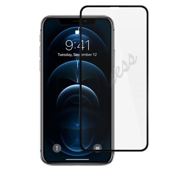 Стекло Guess Tempered glass Script Magic logo для iPhone 11/Xr с черной рамкой