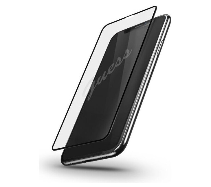 Стекло Guess Tempered glass Script Magic logo для iPhone 11/Xr с черной рамкой