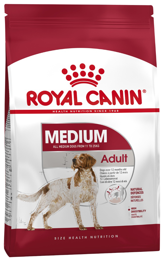 Купить сухой корм для собак Royal Canin Medium Adult, для средних пород с 1 до 7 лет, 15 кг, цены на Мегамаркет | Артикул: 100037035165