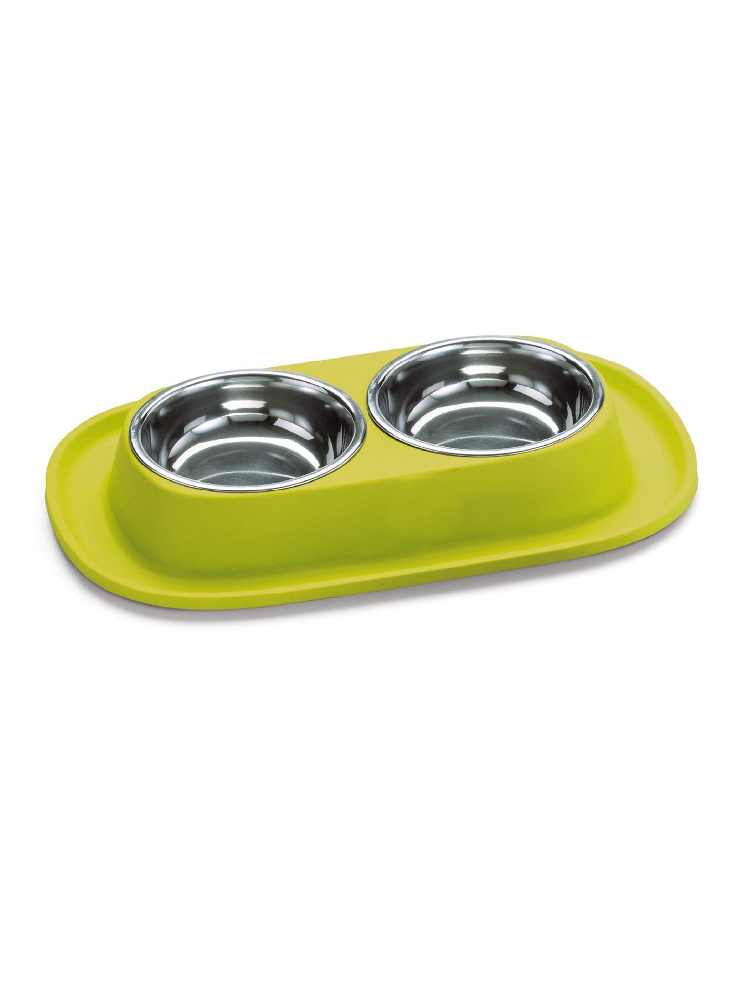 Двойная миска для кошки, собаки Lilli Pet, пластик, металл, зеленый, 0.5 л