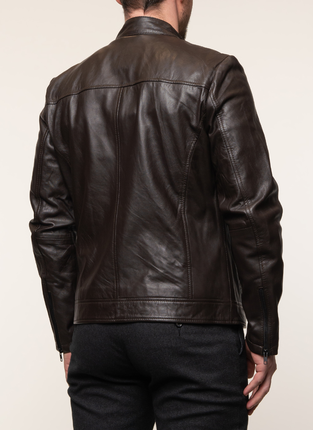 Кожаная куртка мужская Каляев 1579984 коричневая 58 RU
