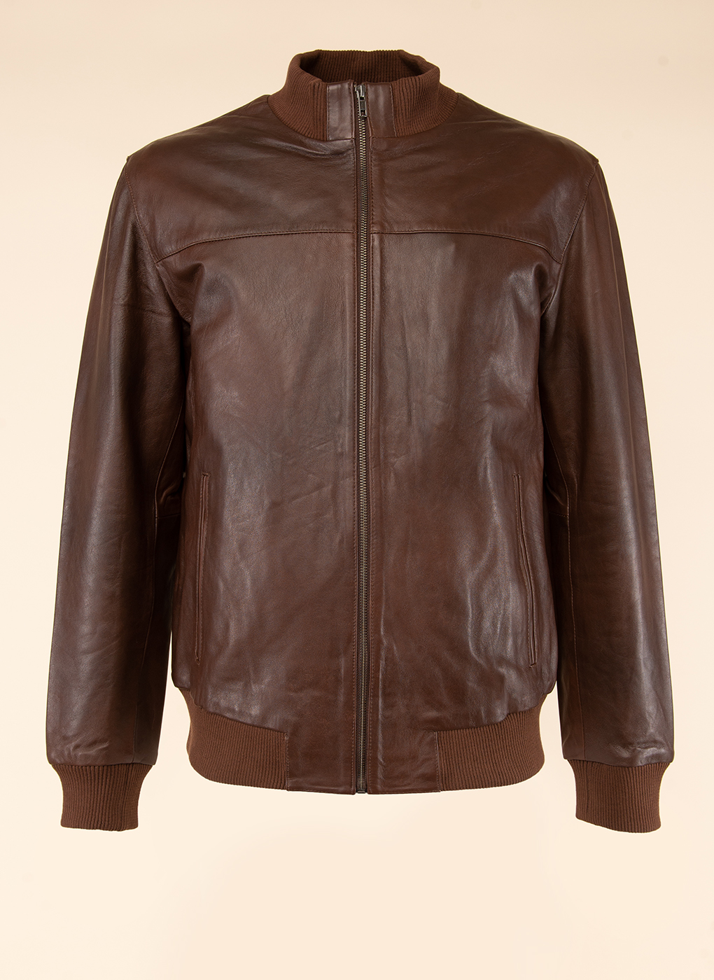 Кожаная куртка мужская Каляев 1614497 коричневая 60 RU