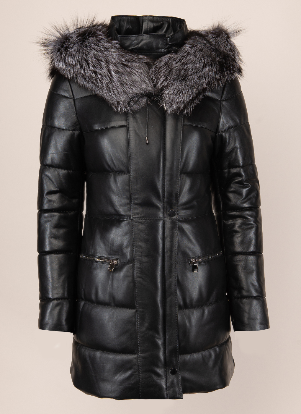 Кожаная куртка женская Imperiafabrik 1570401 черная 50 RU