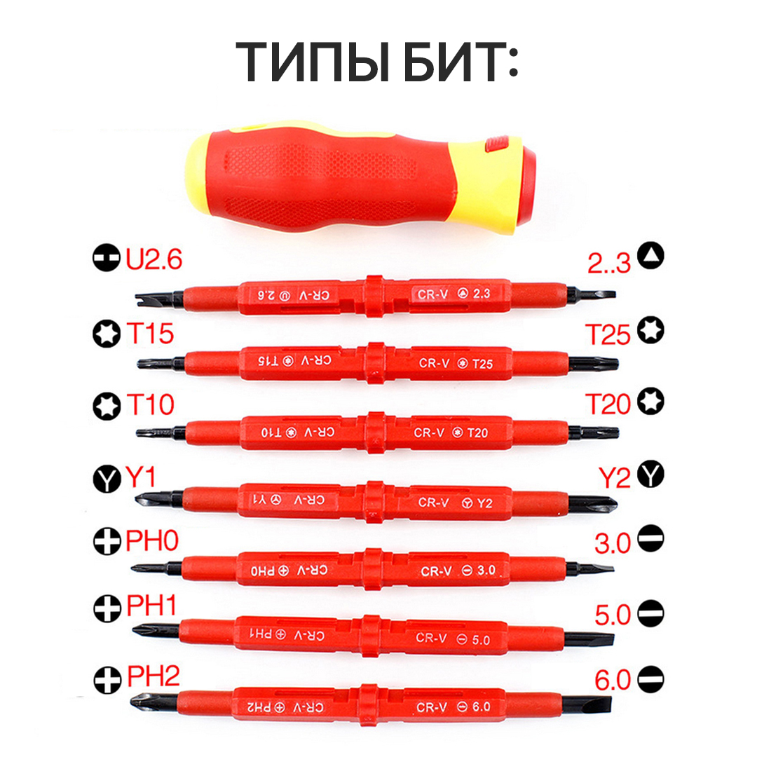 Набор отверток диэлектрических AT 8 предметов купить в интернет-магазине,  цены на Мегамаркет