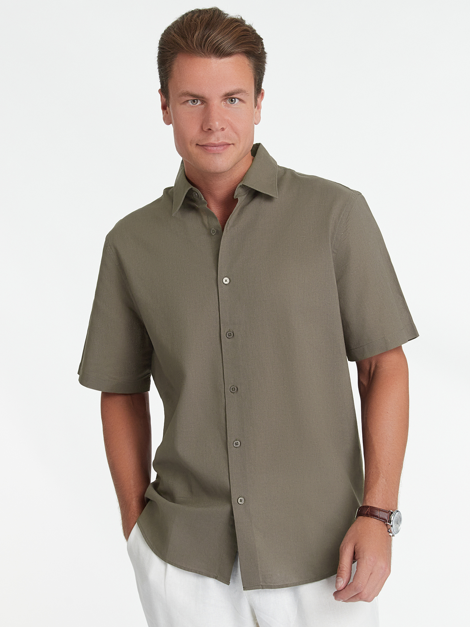 Рубашка мужская oodji 3L430005M зеленая S – купить в Москве, цены в интернет-магазинах на Мегамаркет