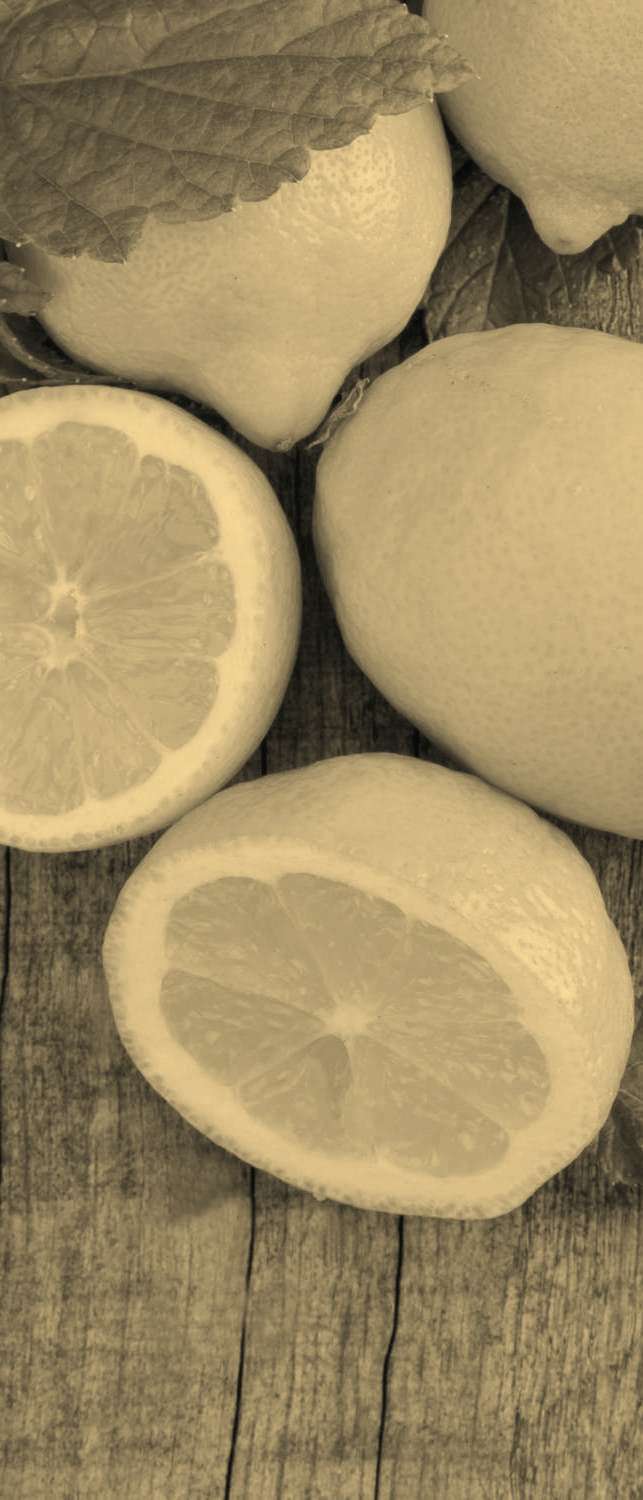 Самоклеющиеся фотообои "Лимоны", 90x210 см, эффект сепия, отраженный