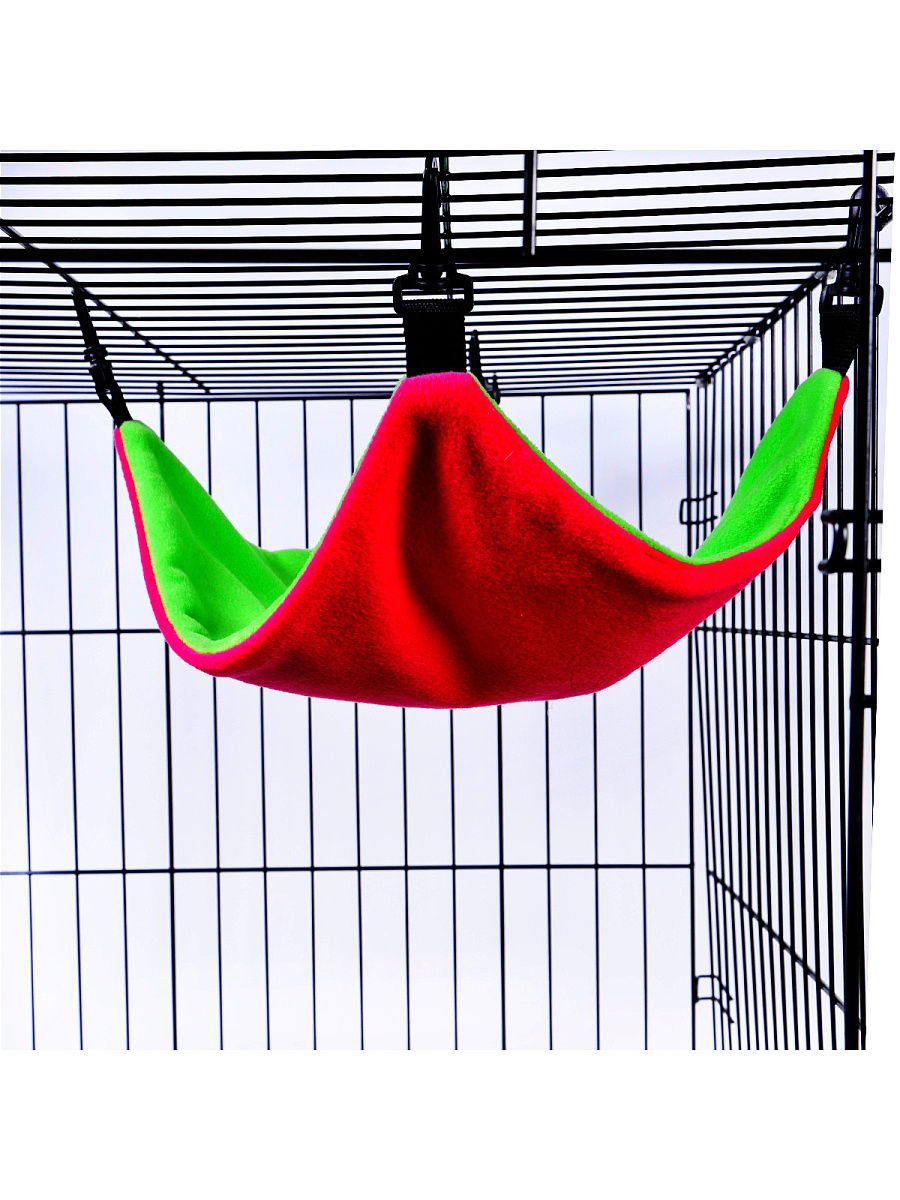 Гамак для грызунов OSSO Fashion флис, красный,зеленый, размер 30 x 35 см
