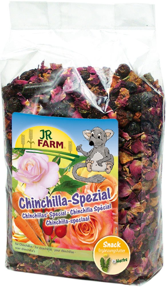 Лакомство для шиншилл JR Farm Chinchillas Special, морковь, шиповник, лепестки роз, 500г