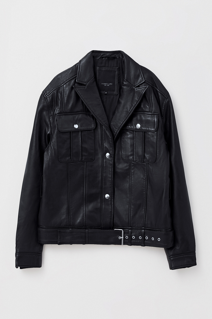 Кожаная куртка женская Finn Flare FAB11801 черная L