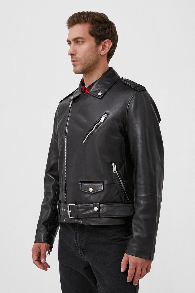 Кожаная куртка мужская Finn Flare FAB21803 черная L