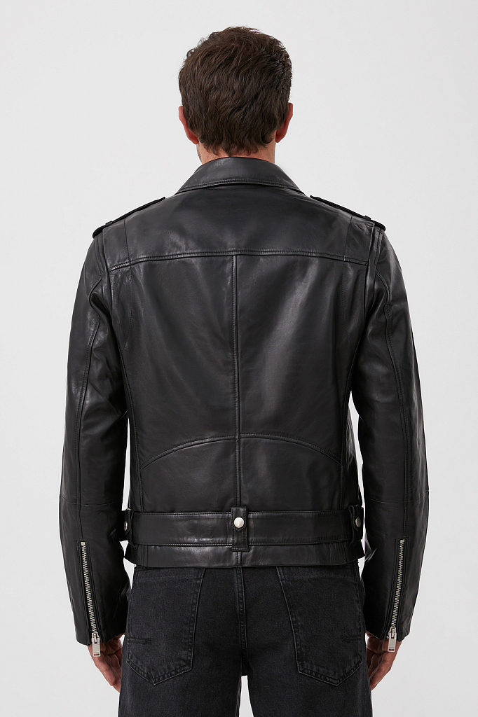 Кожаная куртка мужская Finn Flare FAB21803 черная XL