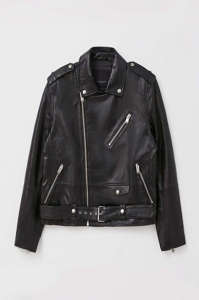 Кожаная куртка мужская Finn Flare FAB21803 черная XL