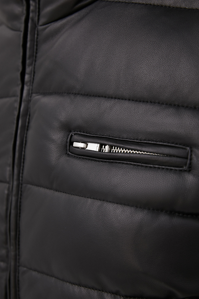 Кожаная куртка мужская Finn Flare FAB21802 черная 2XL