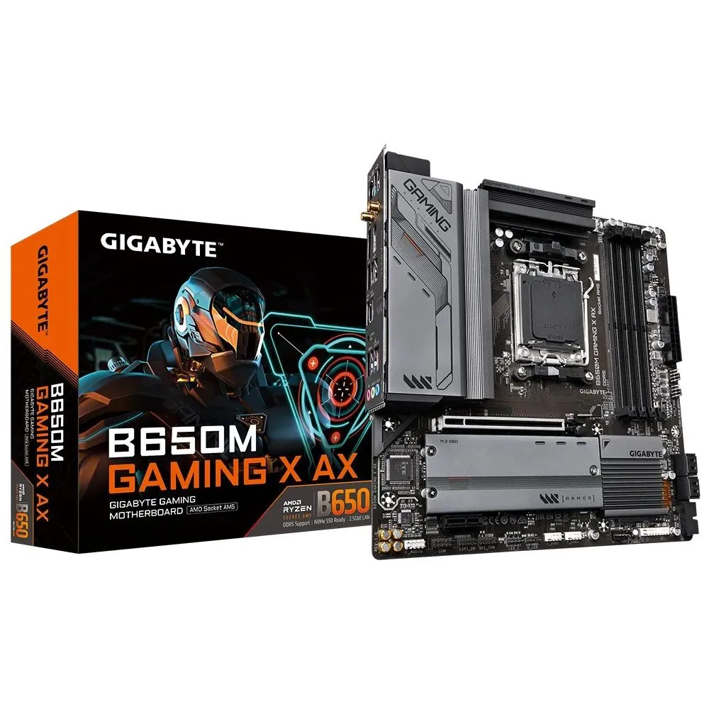 Плата материнская Gigabyte B650M Gaming X AX Socket AM5, B650, 4xDDR5-5200, HDMI+DP+DP - купить в CompAge, цена на Мегамаркет