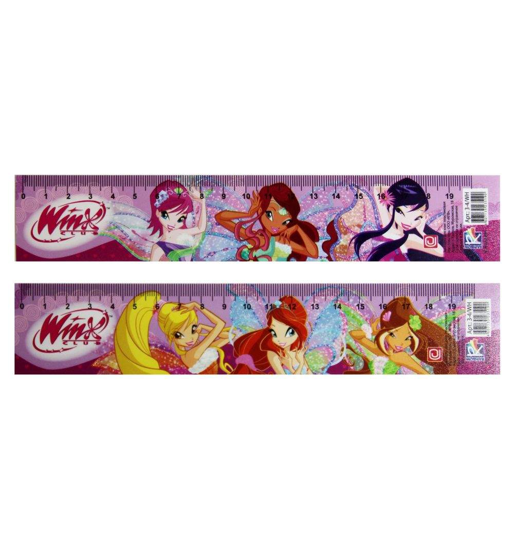 Закладка с линейкой пластик Winx