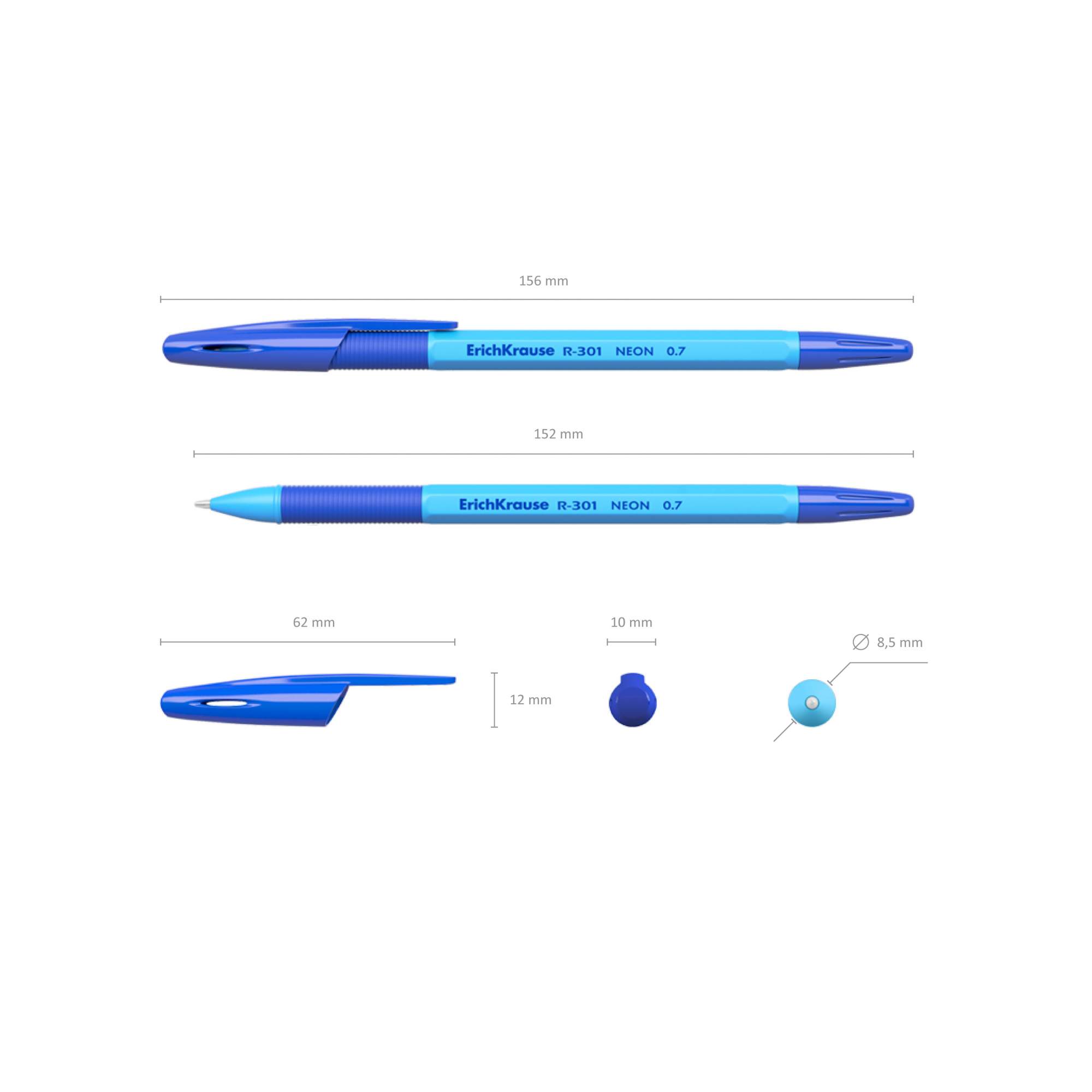 Набор ручек шариковых ErichKrause R-301 Neon Stick&Grip 42023, синие, 0,7  мм, 4 шт. - отзывы покупателей на маркетплейсе Мегамаркет | Артикул:  100023966065