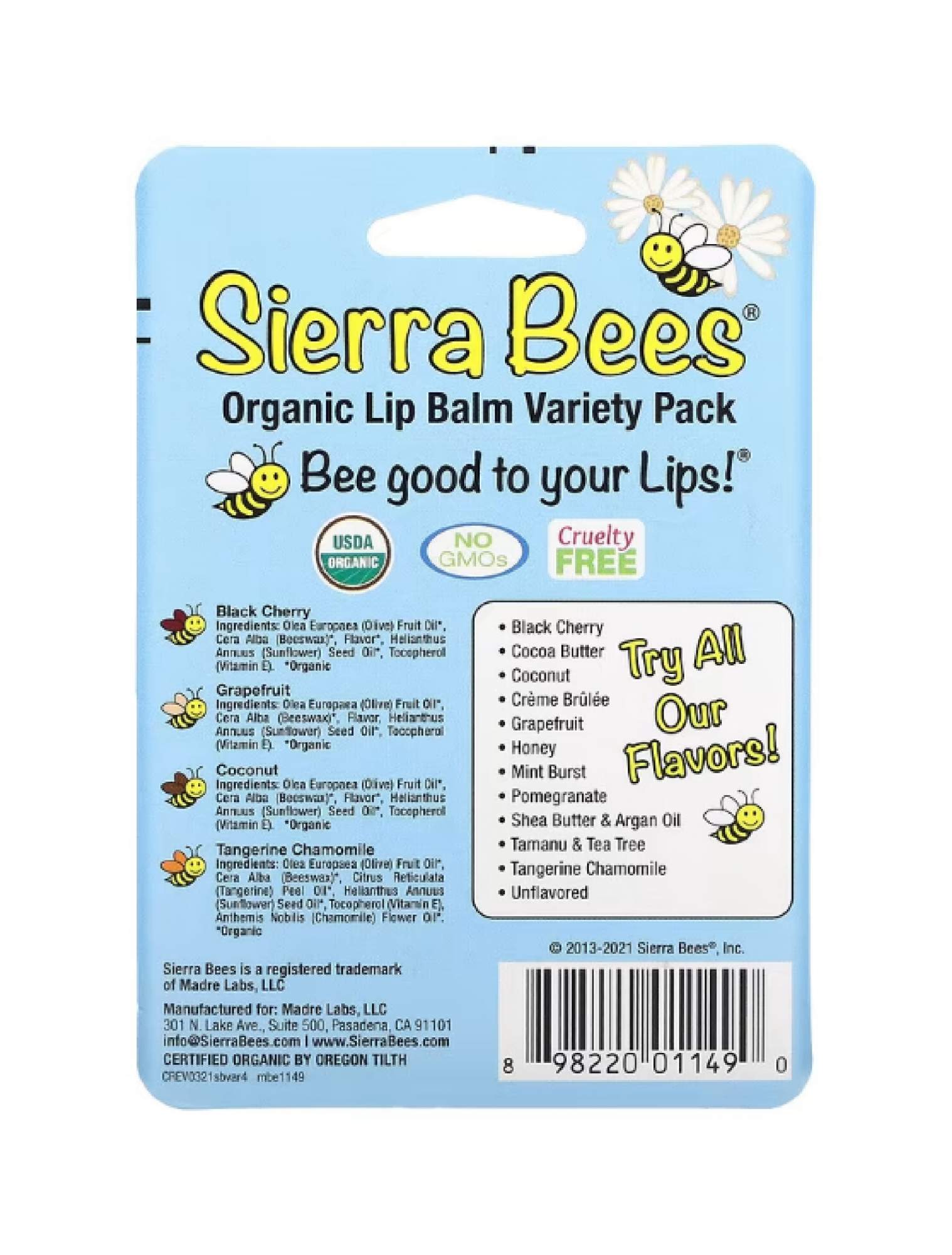 Миниатюра Набор <b>органических</b> <b>бальзамов</b> Sierra Bees <b>для</b> <b>губ</b> 4 штуки 4,25 г №...