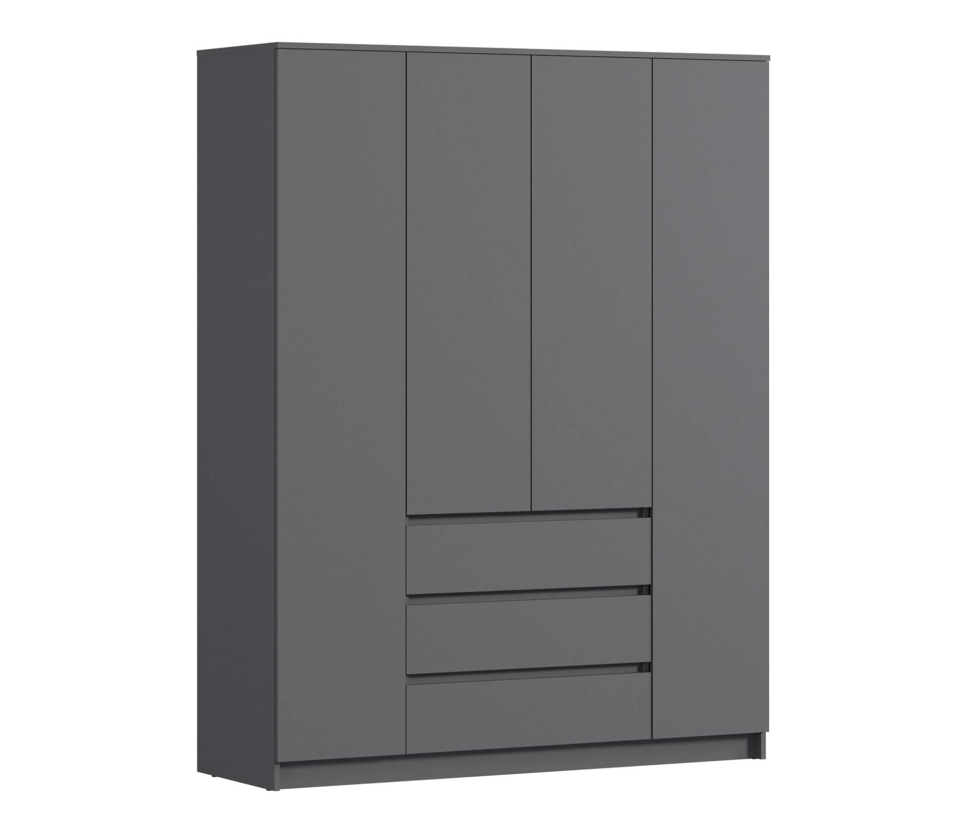 Шкаф СТОЛПЛИТ, Леон СБ-3364,4-х дверный, со штангами и полками, серый ...
