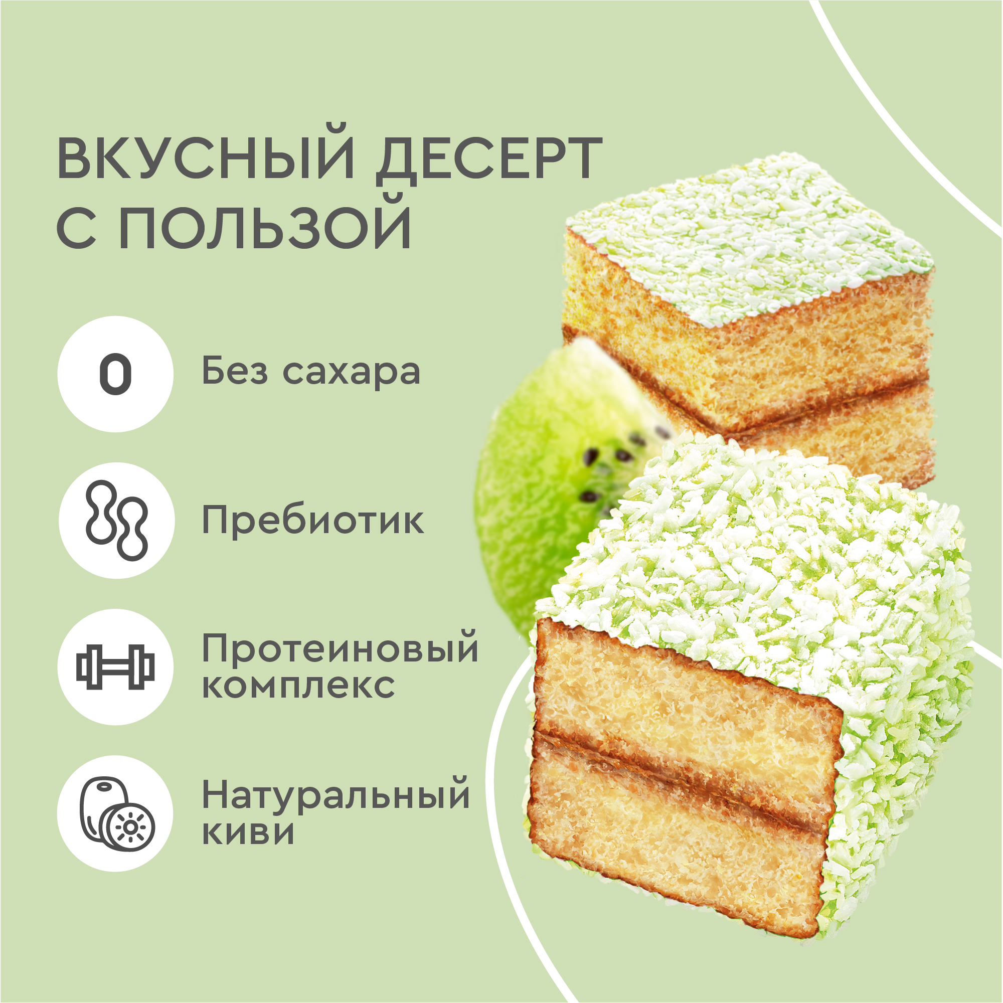 Протеиновые пирожные ProteinRex Lamington Киви без сахара, 8 шт х 50 г -  отзывы покупателей на Мегамаркет | 600015279689