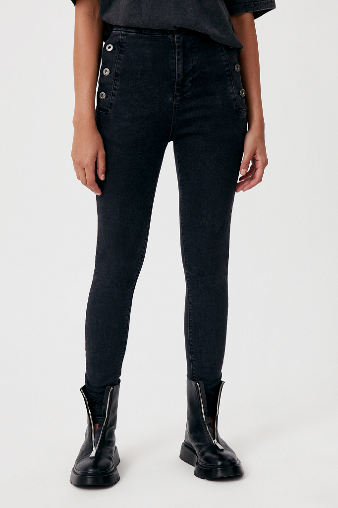 Брюки женские (джинсы) Finn Flare FAB15010 черный W26L32