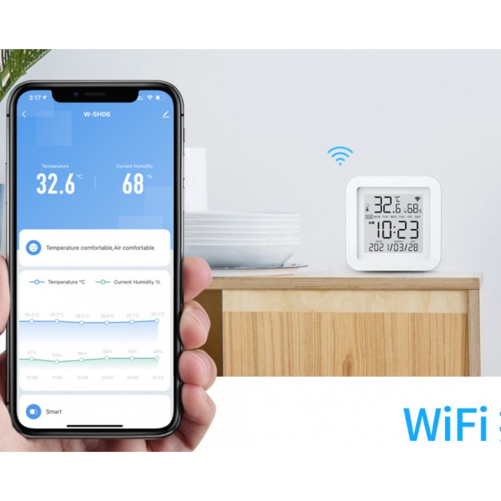 Умный датчик температуры и влажности Tuya WiFi белый купить в  интернет-магазине, цены на Мегамаркет